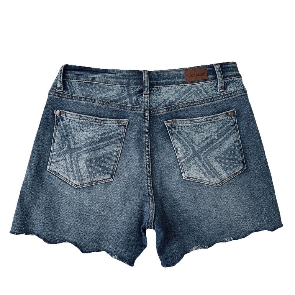 Judy Blue Denim Shorts M (W29 Inseam 3.5) Medium Super Stretch Print Denim Women - Picture 2 of 9